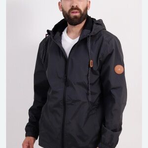 H&M Black Windbreaker with Hood and‎ Weather-Resistant Design